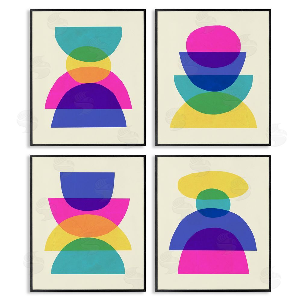 Victoria Barnes Intergalactic Rainbow Transparent Geometric Shapes  Black Framed Giclee Wall Art Print