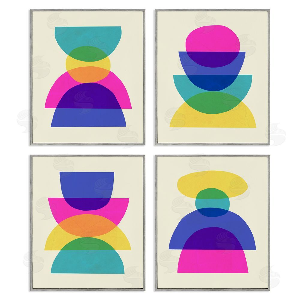Victoria Barnes Intergalactic Rainbow Transparent Geometric Shapes  Gray Framed Giclee Wall Art Print