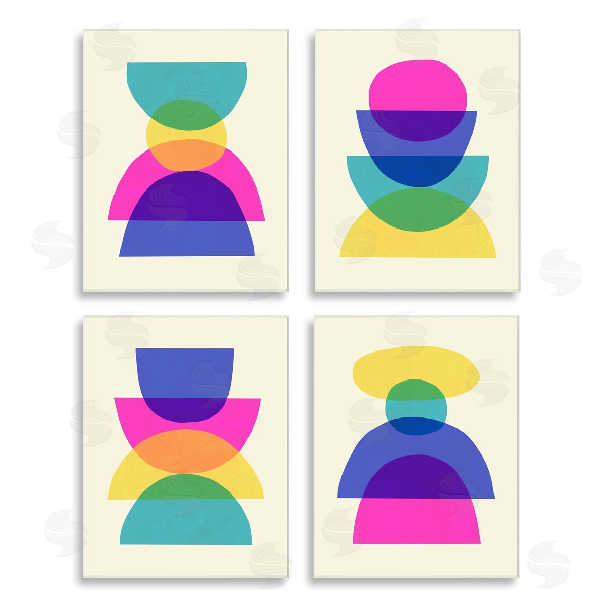 Victoria Barnes Intergalactic Rainbow Transparent Geometric Shapes  Wooden Wall Plaque Art Print