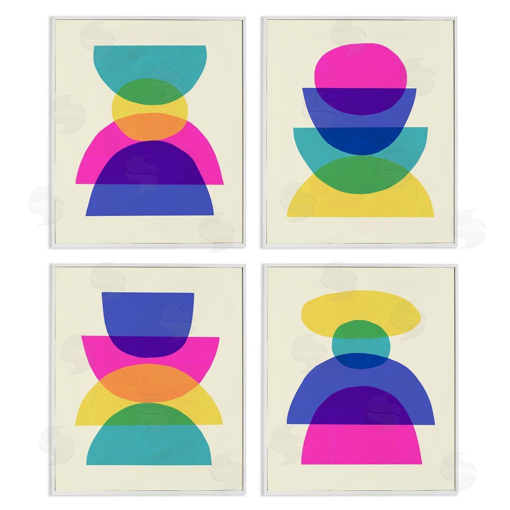 Victoria Barnes Intergalactic Rainbow Transparent Geometric Shapes  White Framed Giclee Wall Art Print