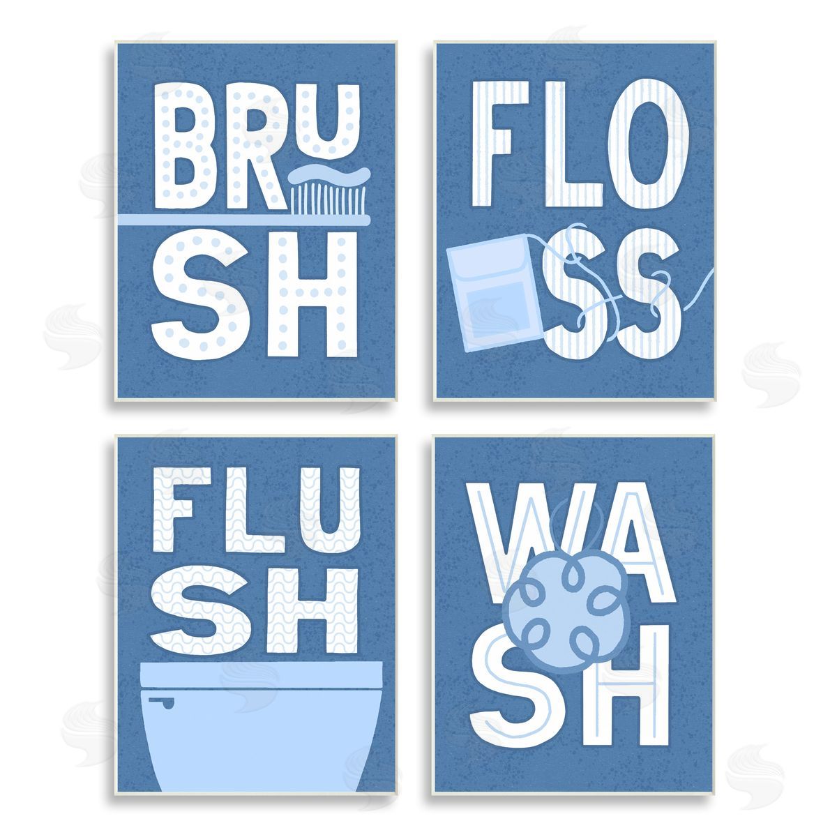 Raye Allison Creations Flush & Floss Bathroom Hygiene Chores Wooden Wall Plaque Art Print