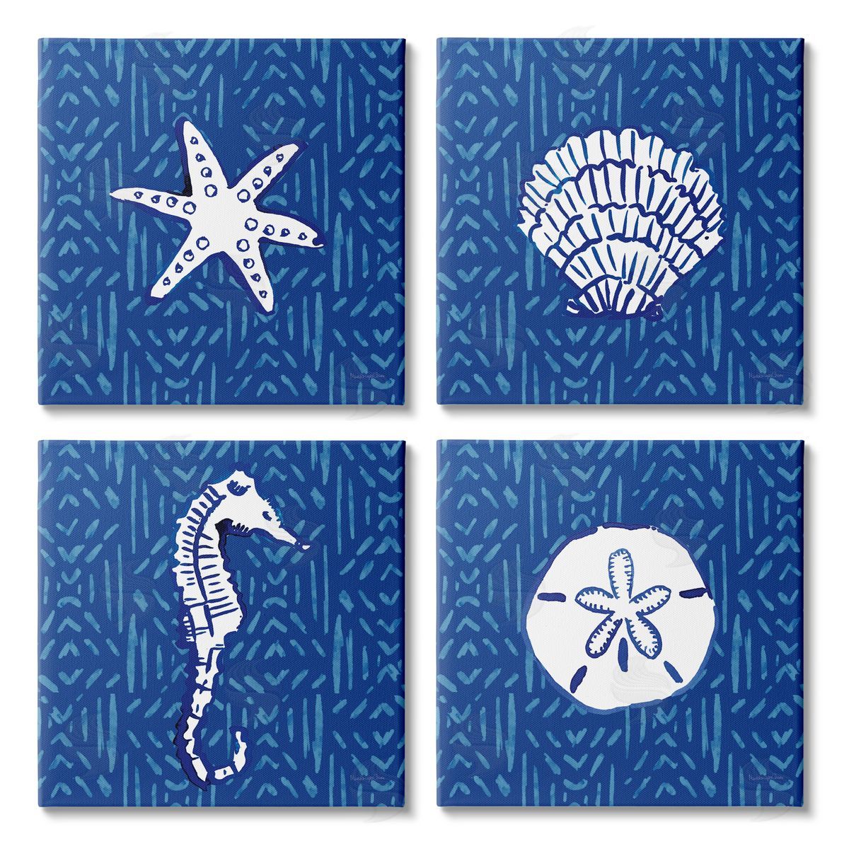 Mercedes Lopez Charro Patterned Seashells Sea Horse Canvas Wall Art Print