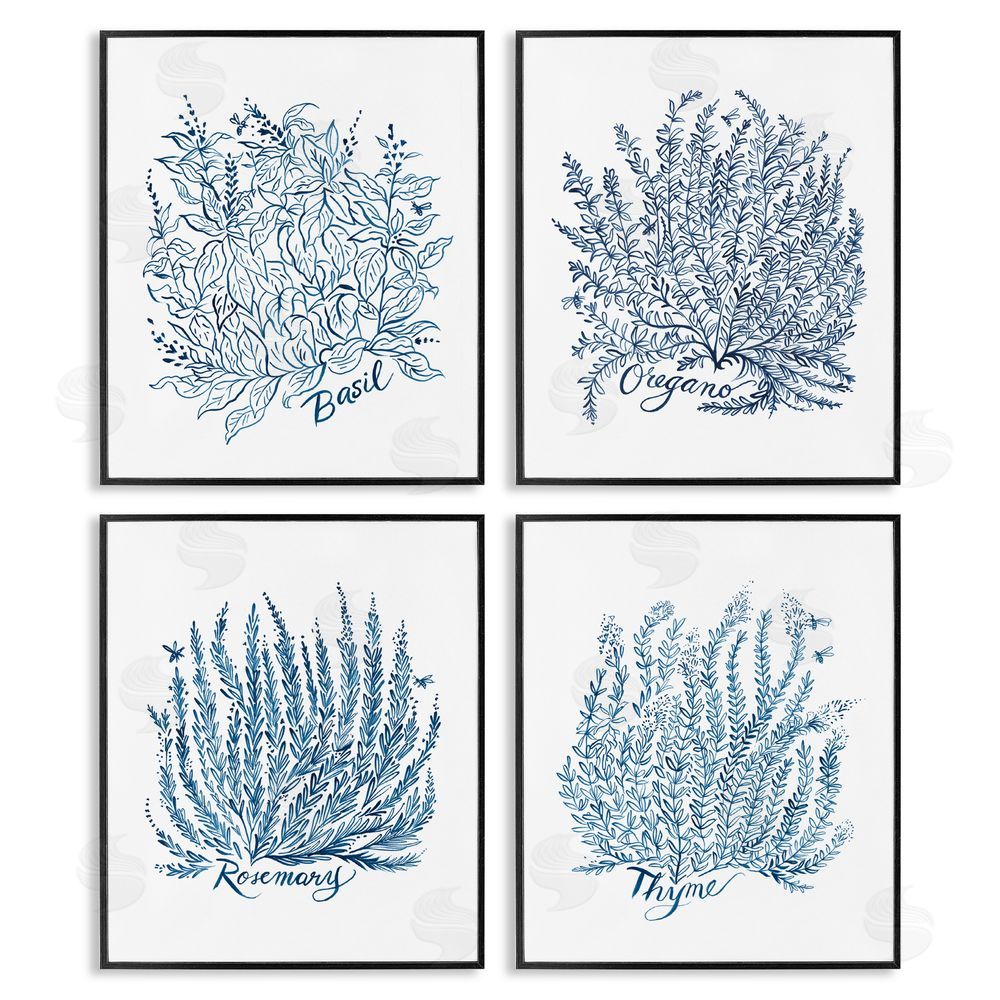 Laura Marr Mixed Herbs Botanical Plants Black Framed Giclee Wall Art Print