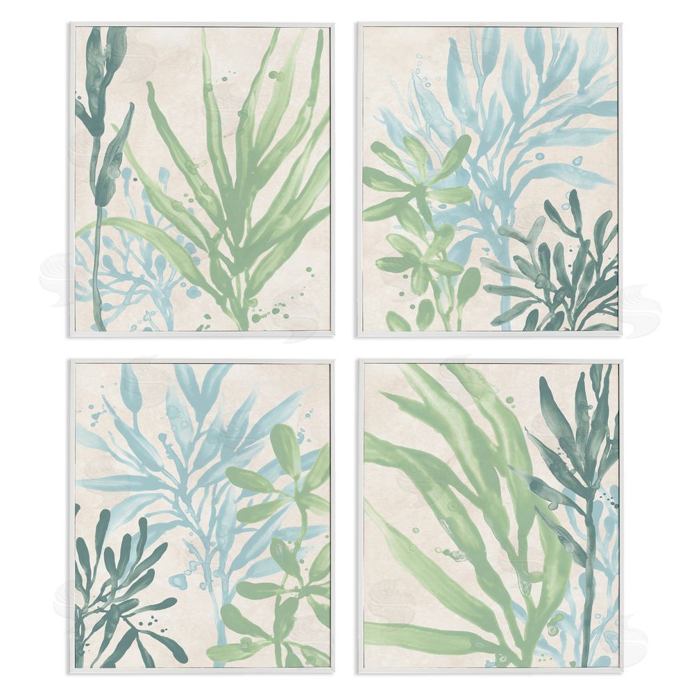 June Erica Vess Layered Plants Botanical Leaves White Framed Giclee Wall Art Print