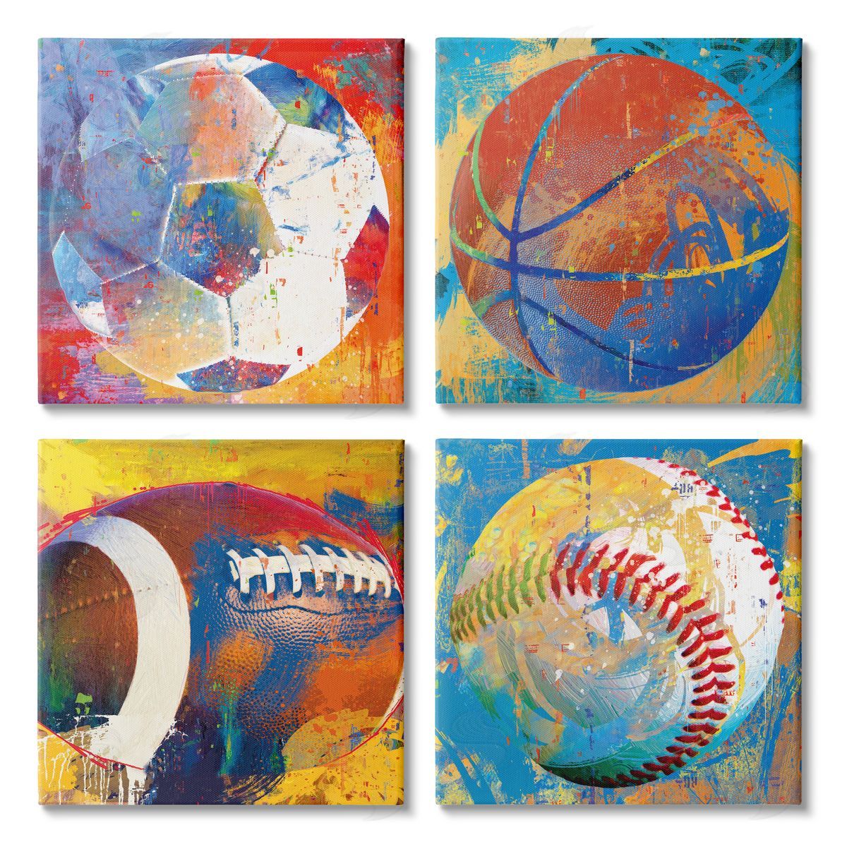 Savannah Miller Collaged Urban Sports Balls Canvas Wall Art Print