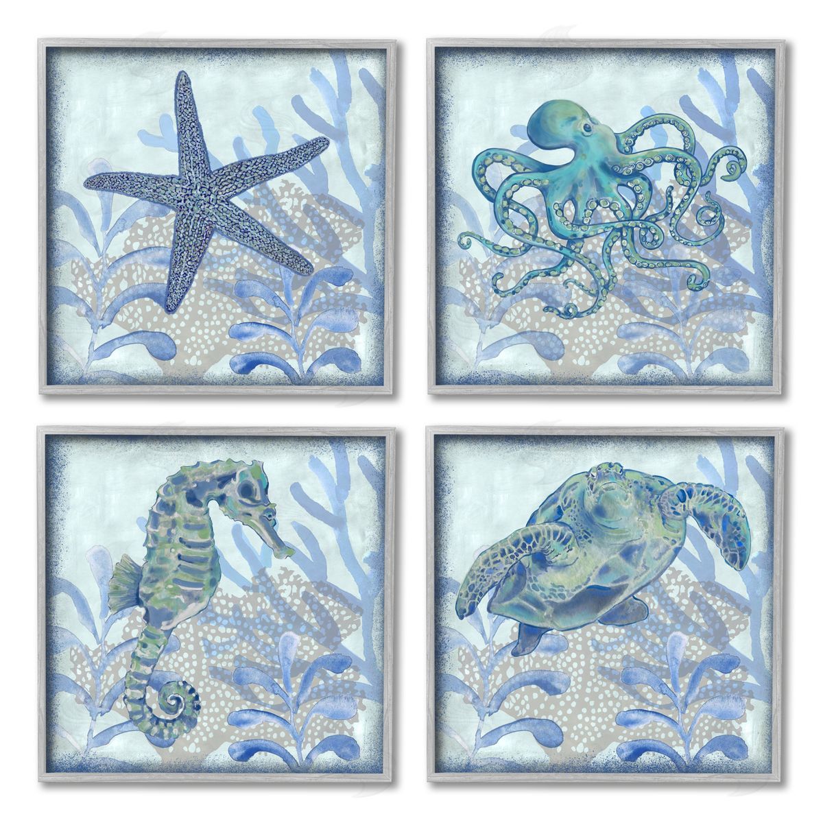 Erica Christopher Maritime Underwater Sea Life Reef Gray Framed Giclee Wall Art Print