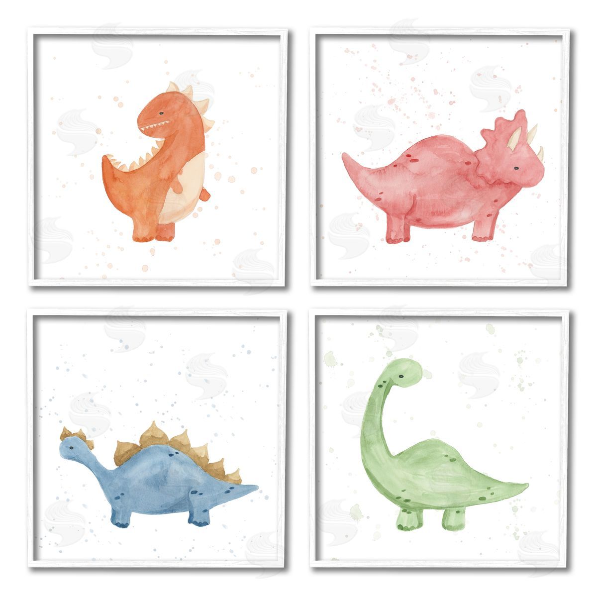 Lucille Price Fun Nursery Dinosaurs Animals White Framed Giclee Wall Art Print