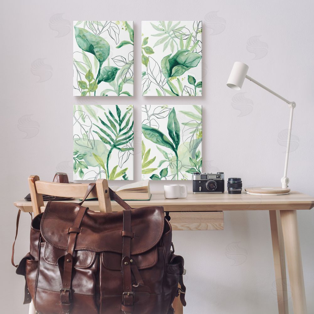 June Erica Vess Varied Green Tropical Plant Leaves Canvas Wall Art Print in Room