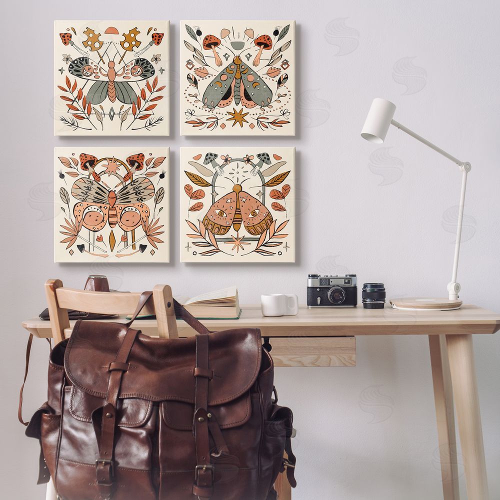Melissa Wang Cottage Moths & Mushrooms Canvas Wall Art Print in Room
