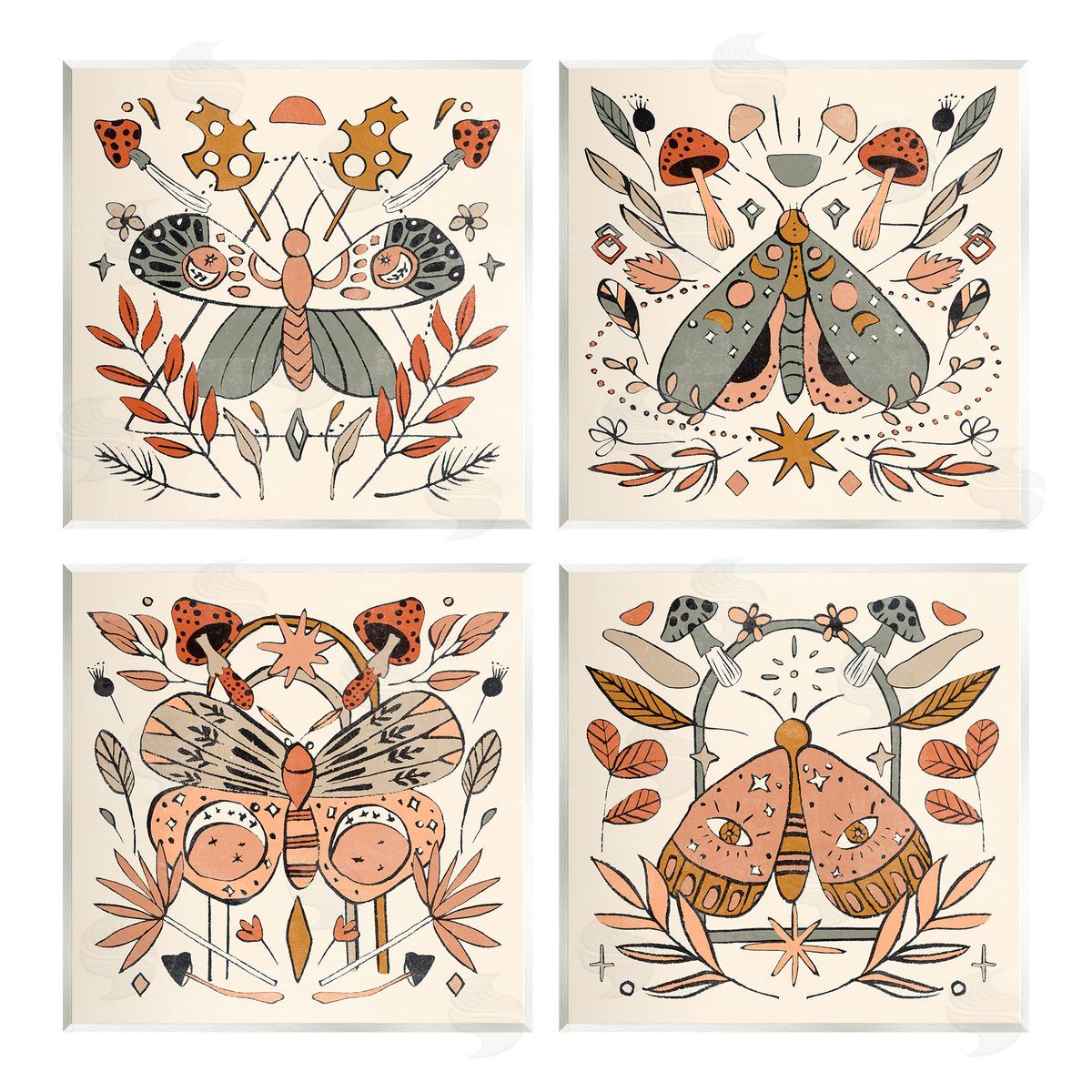 Melissa Wang Cottage Moths & Mushrooms Wooden Wall Plaque Art Print