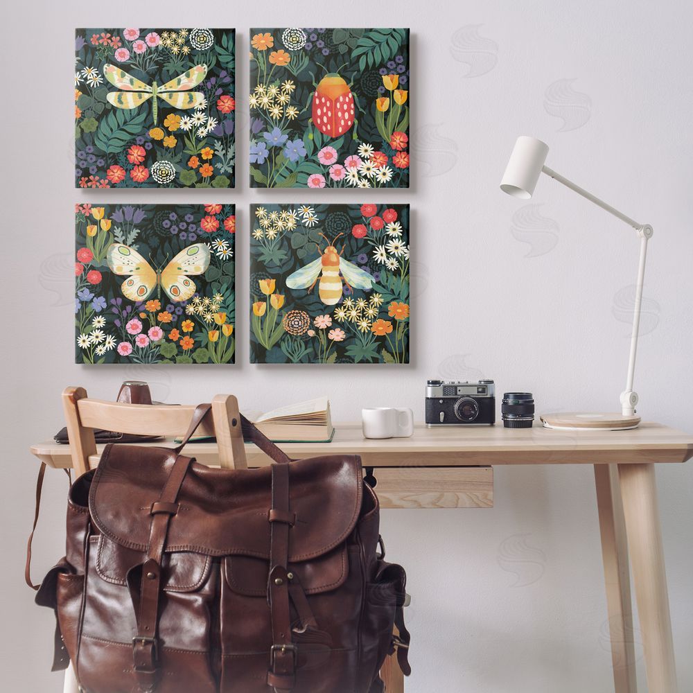 Jennifer Brinley rep. Levison Designs Insects Among Wildflowers Canvas Wall Art Print in Room