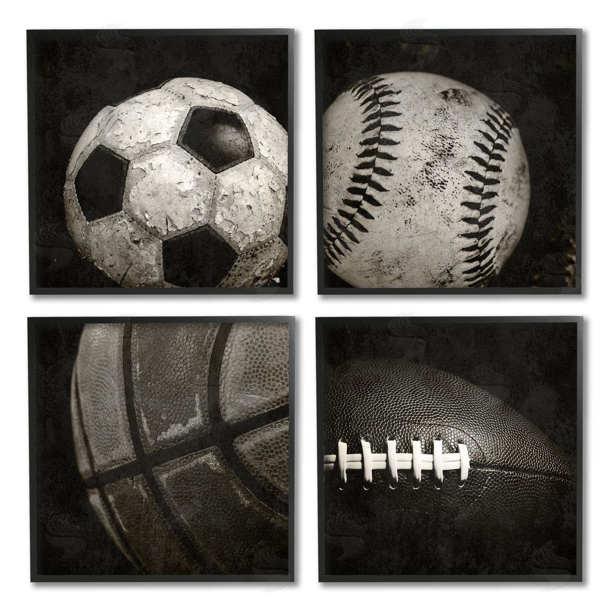Kim Allen Sports Balls Photography Black Framed Giclee Wall Art Print