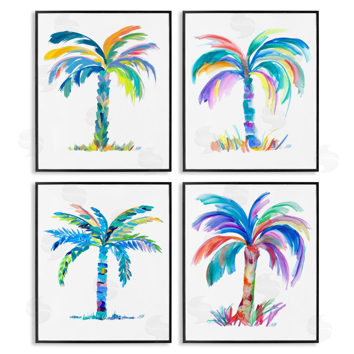 Bold Blue Palms Black Frame Print Wall Art, Home Decor by Julie DeRice