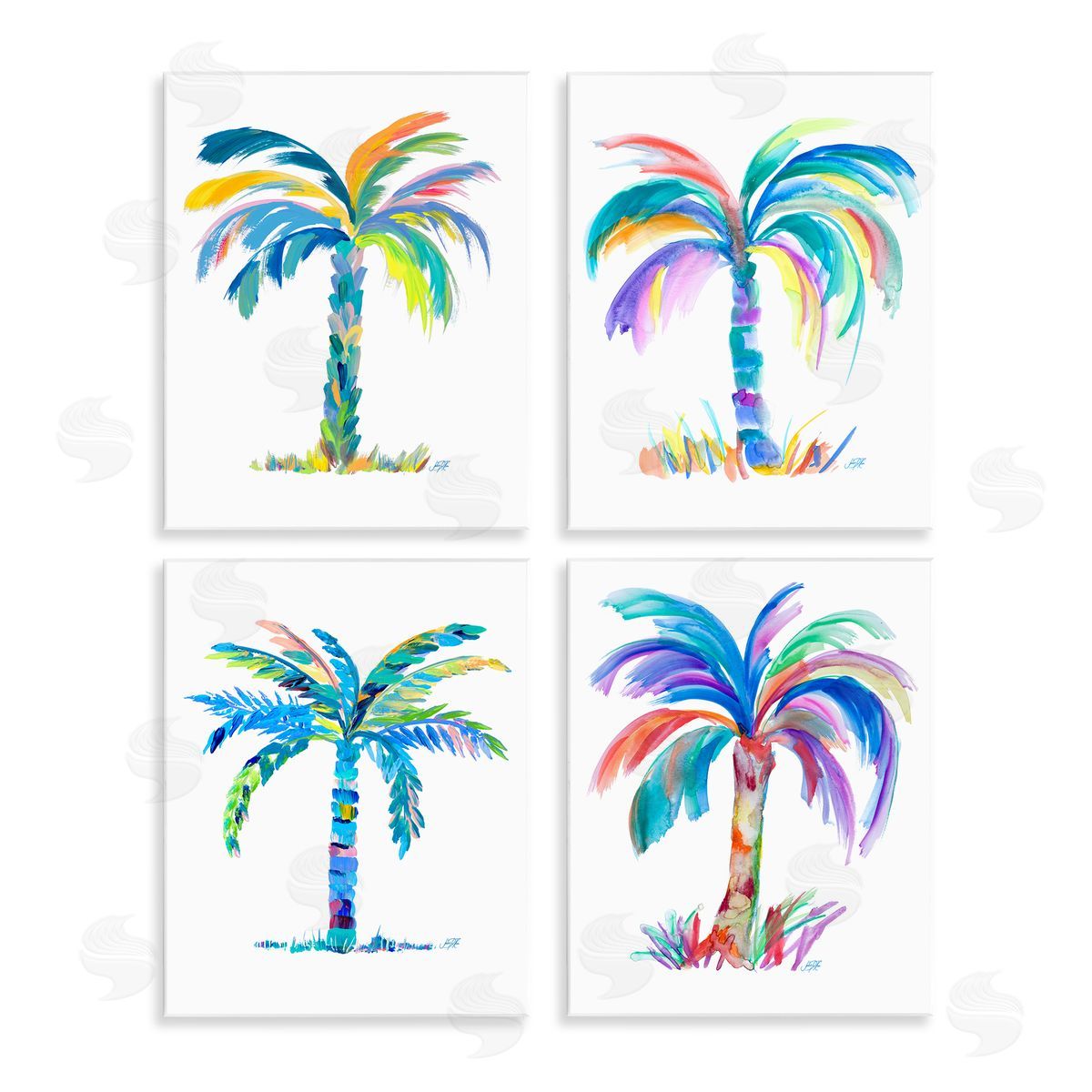 Bold Blue Palms Wood Plaque Wall Art, Home Decor by Julie DeRice