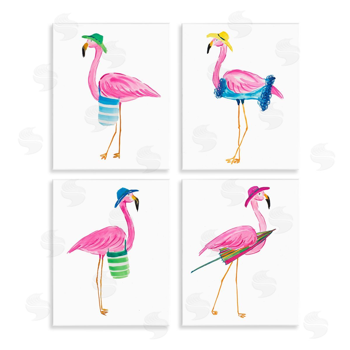 Fun Beach Flamingos Wood Plaque Wall Art, Home Decor by Julie DeRice