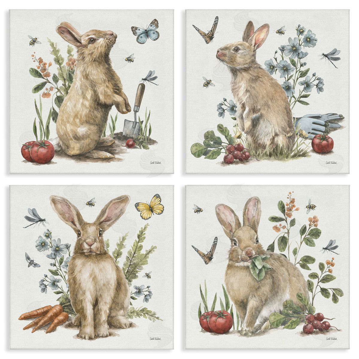 Leslie Trimbach Spring Woodland Rabbits Canvas Wall Art Print