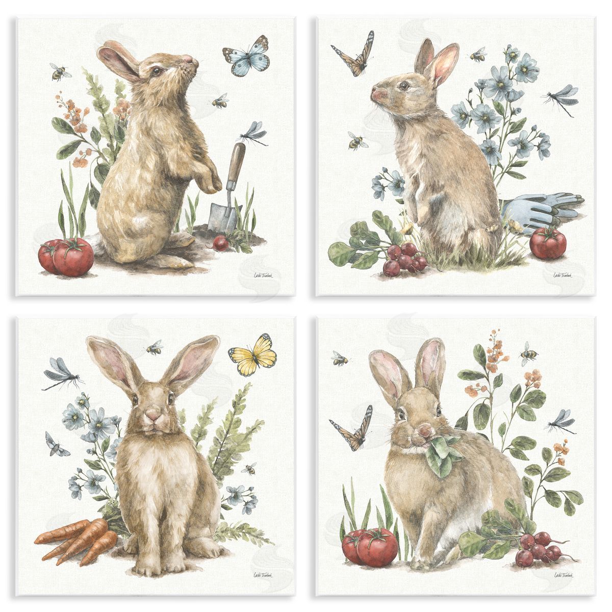 Leslie Trimbach Spring Woodland Rabbits Wooden Wall Plaque Art Print