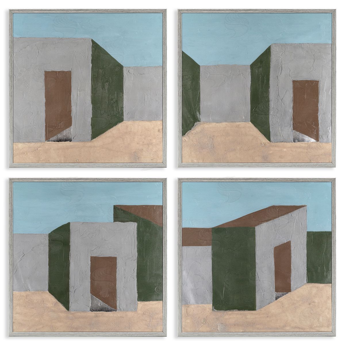Michael Willett Desert Modular Houses Gray Framed Giclee Wall Art Print