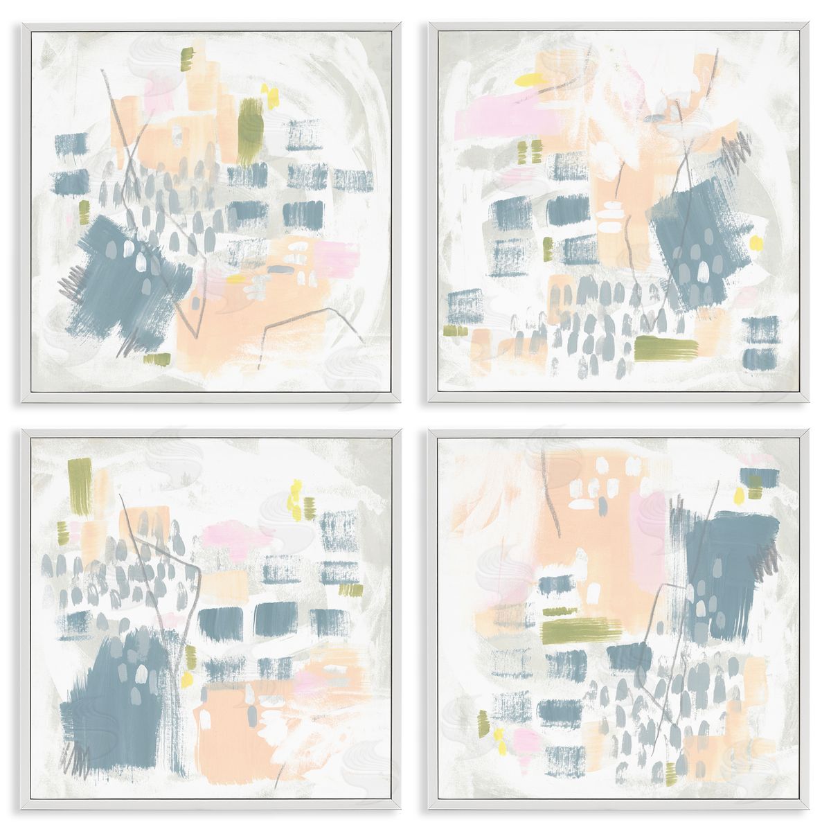 June Erica Vess Soft Chaotic Collage White Framed Giclee Wall Art Print
