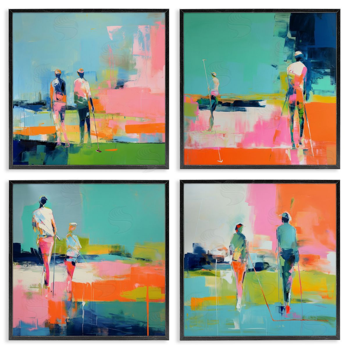 Irena Orlov People on Golf Course Black Framed Giclee Wall Art Print