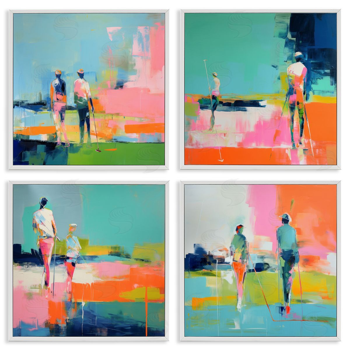 Irena Orlov People on Golf Course White Framed Giclee Wall Art Print