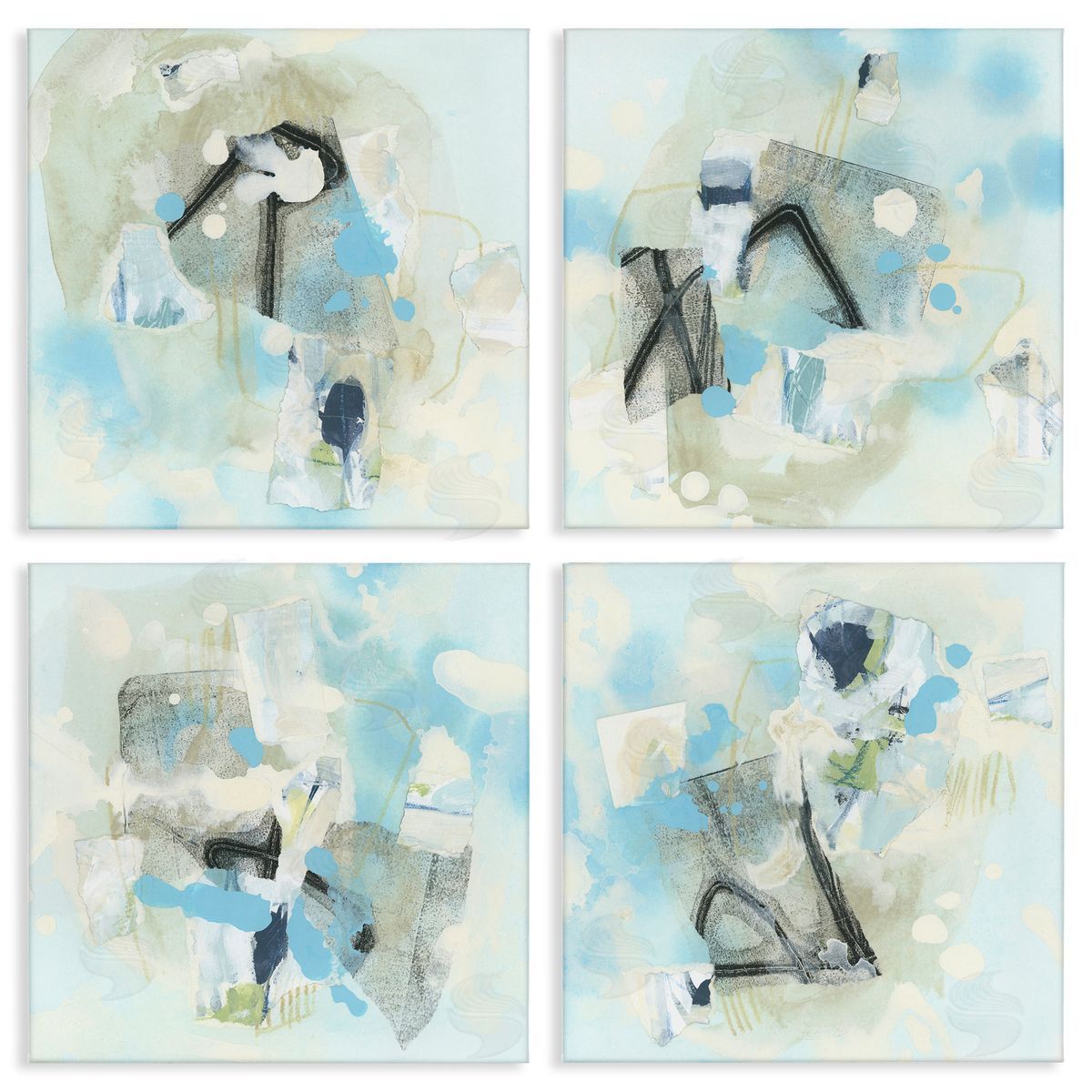 June Erica Vess Abstract with Blue Splatter Canvas Wall Art Print