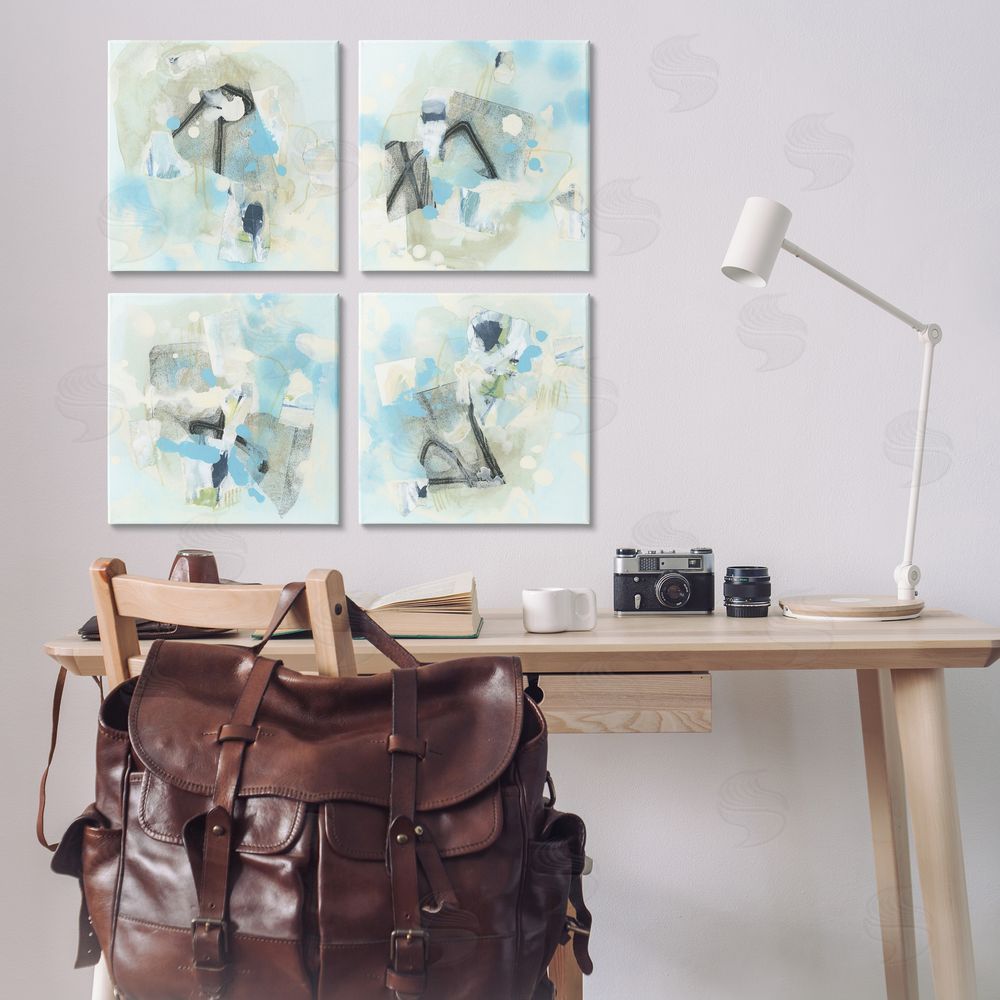 June Erica Vess Abstract with Blue Splatter Canvas Wall Art Print in Room