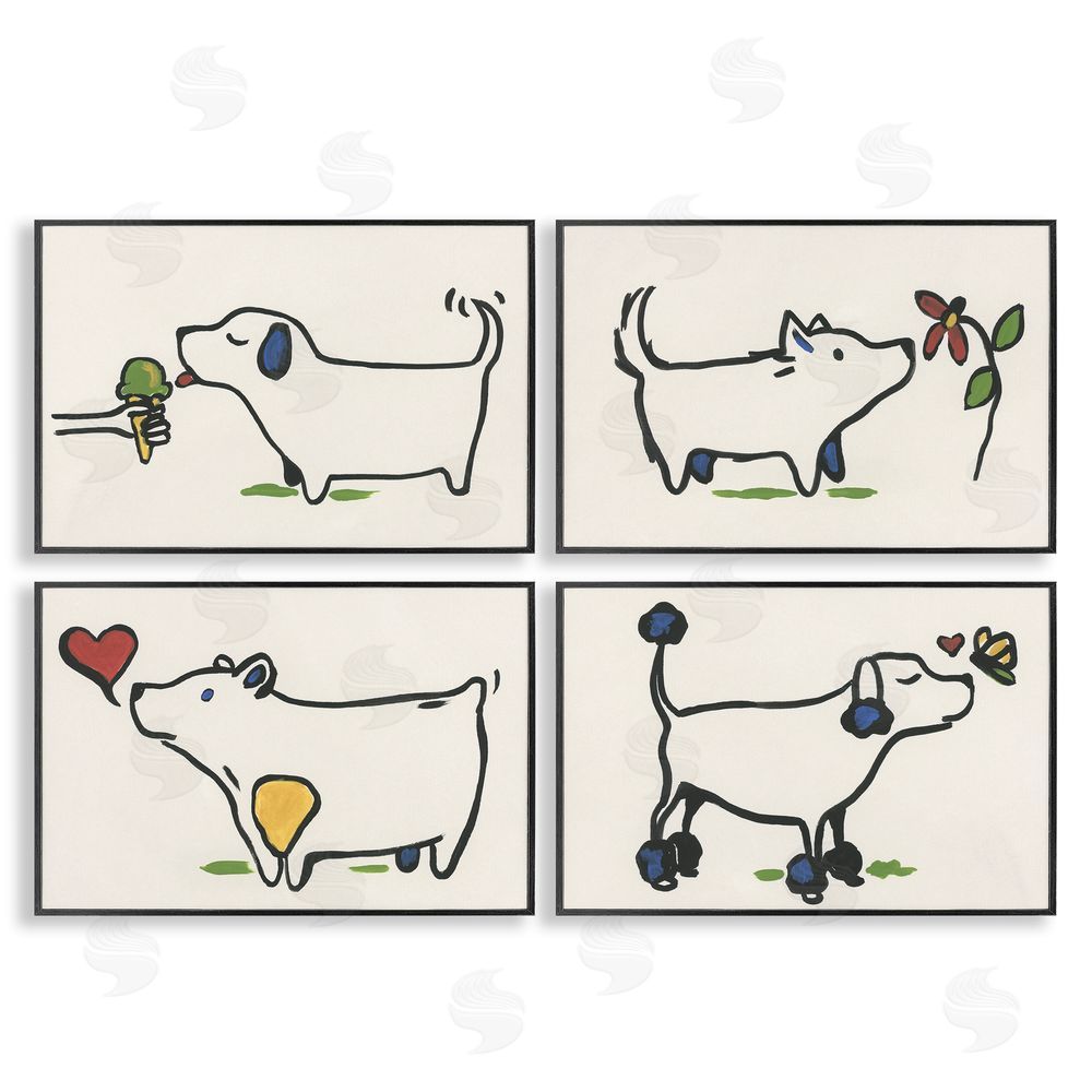 June Erica Vess Happy Doodle Animals Black Framed Giclee Wall Art Print