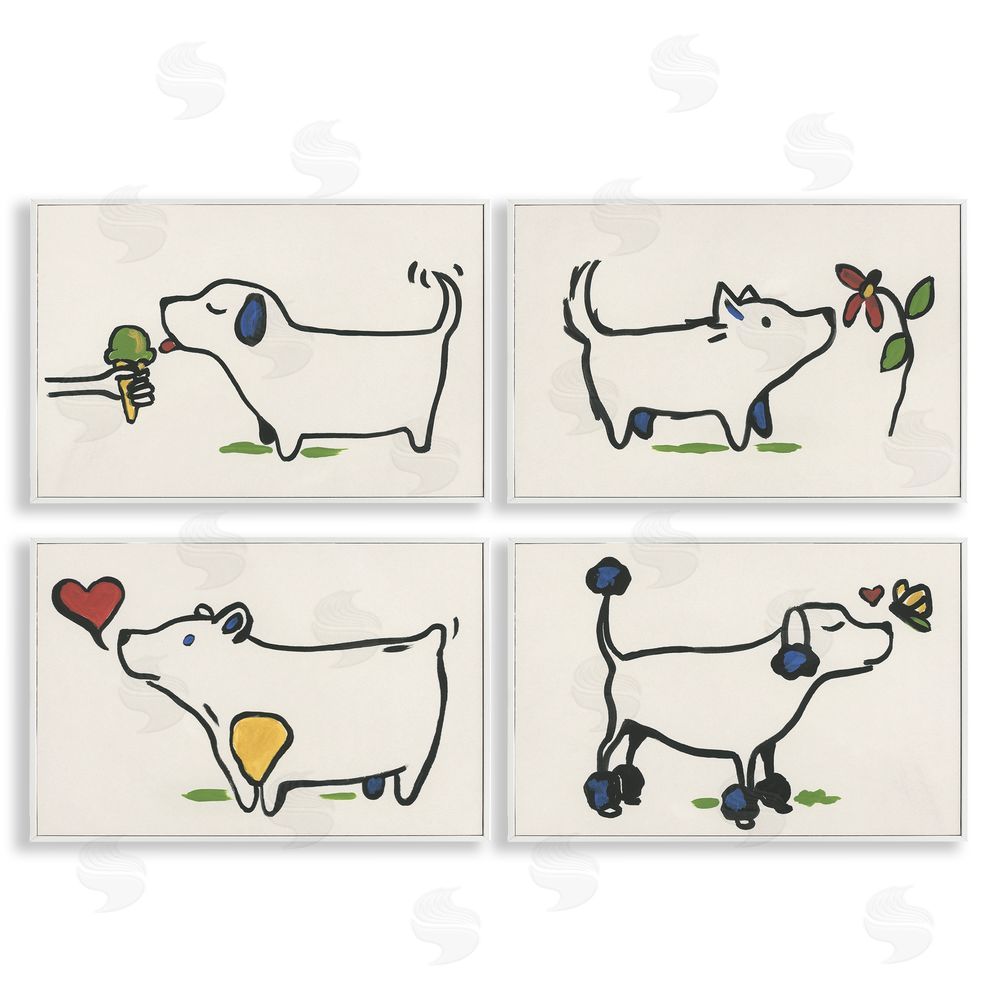 June Erica Vess Happy Doodle Animals White Framed Giclee Wall Art Print