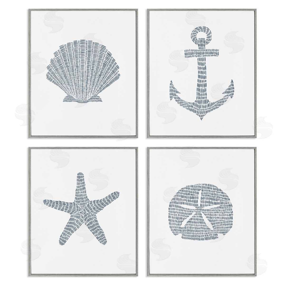 Minimal Shells & Anchor Grey Frame Print Wall Art, Home Decor by Jetty Home, LLC