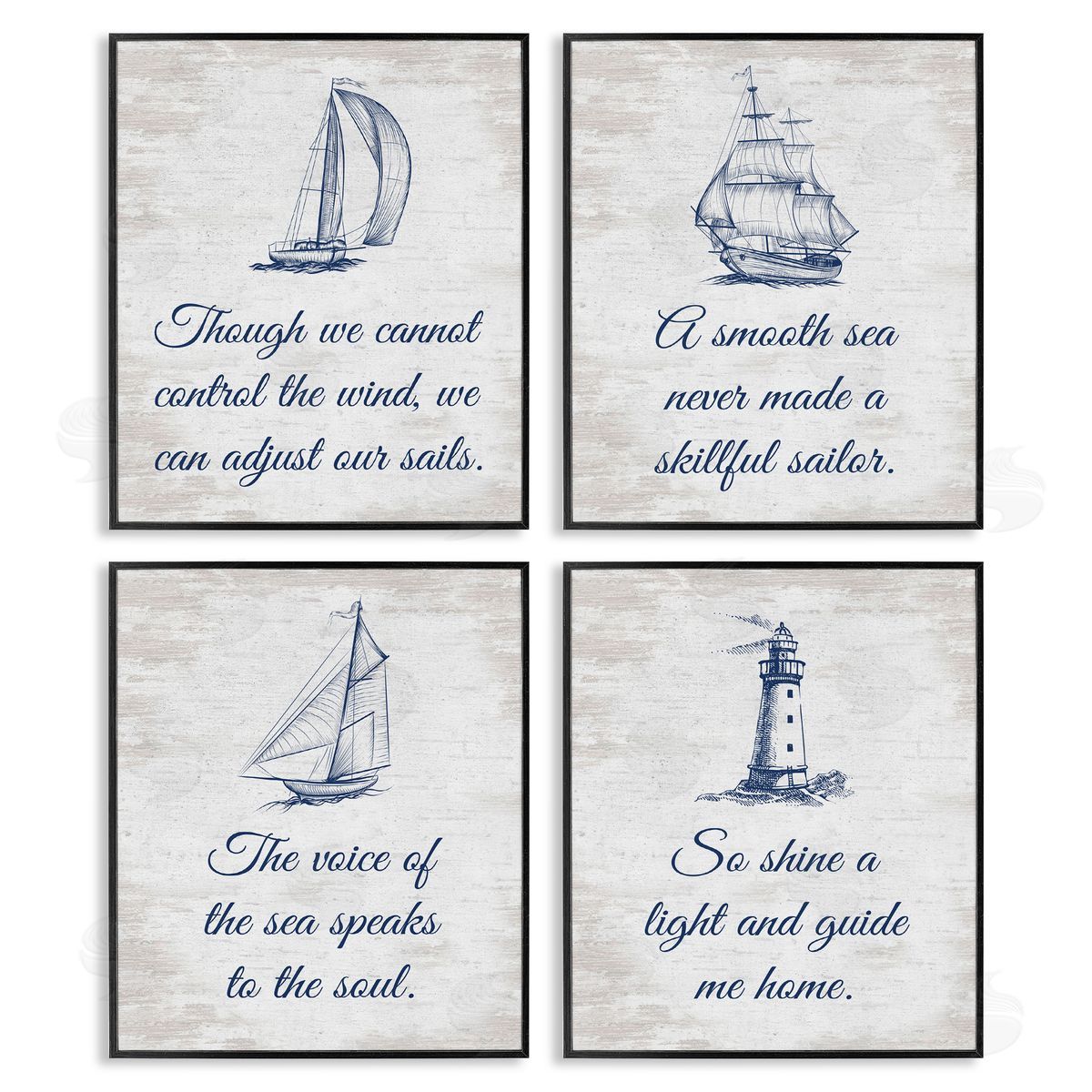 Timeless Nautical Phrases Black Frame Print Wall Art, Home Decor by Lettered and Lined