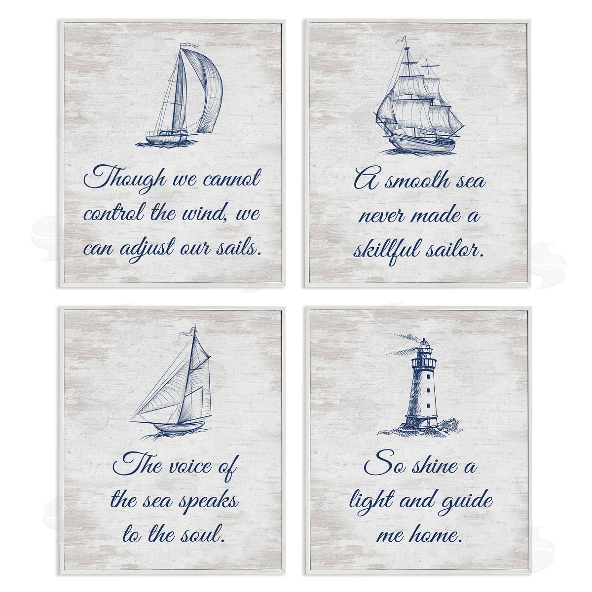 Timeless Nautical Phrases White Frame Print Wall Art, Home Decor by Lettered and Lined