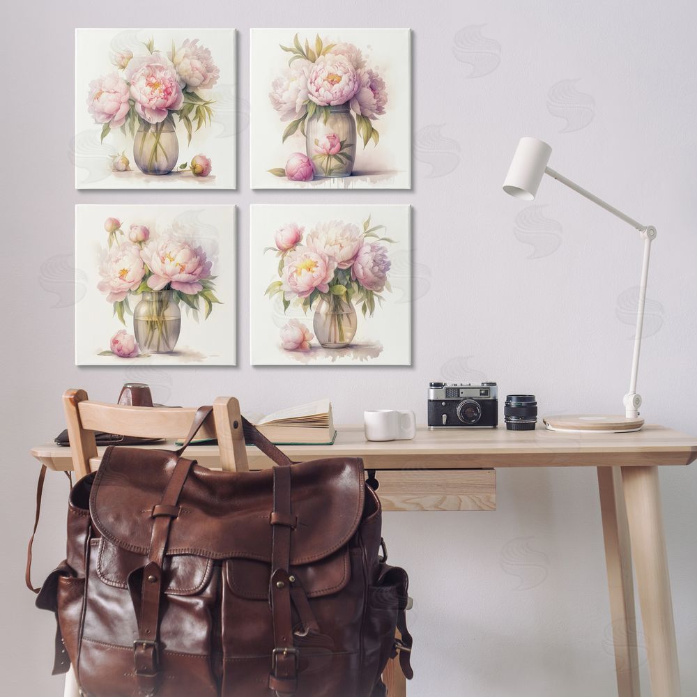 LSR Design Studio Pretty Pink Peonies Canvas Wall Art Print in Room