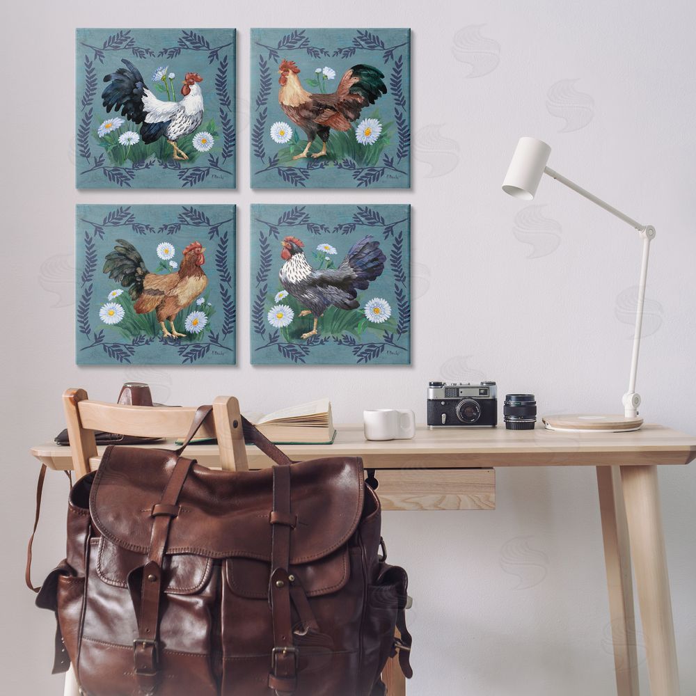Paul Brent Country Ferns & Roosters Canvas Wall Art Print in Room