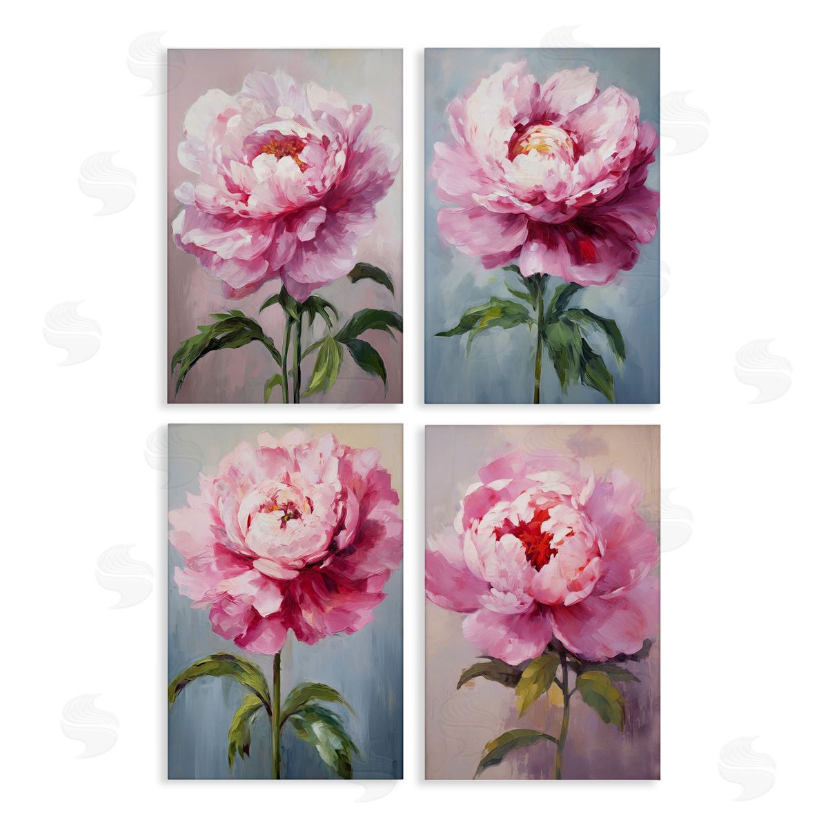 Flushed Pink Florals Canvas Wall Art, Home Decor by Petal Prints Design