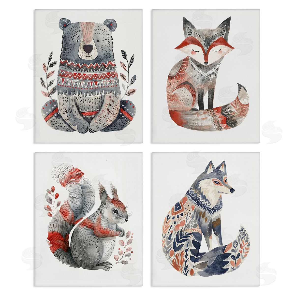 Scandinavian Forest Animals Canvas Wall Art, Home Decor by LSR Design Studio