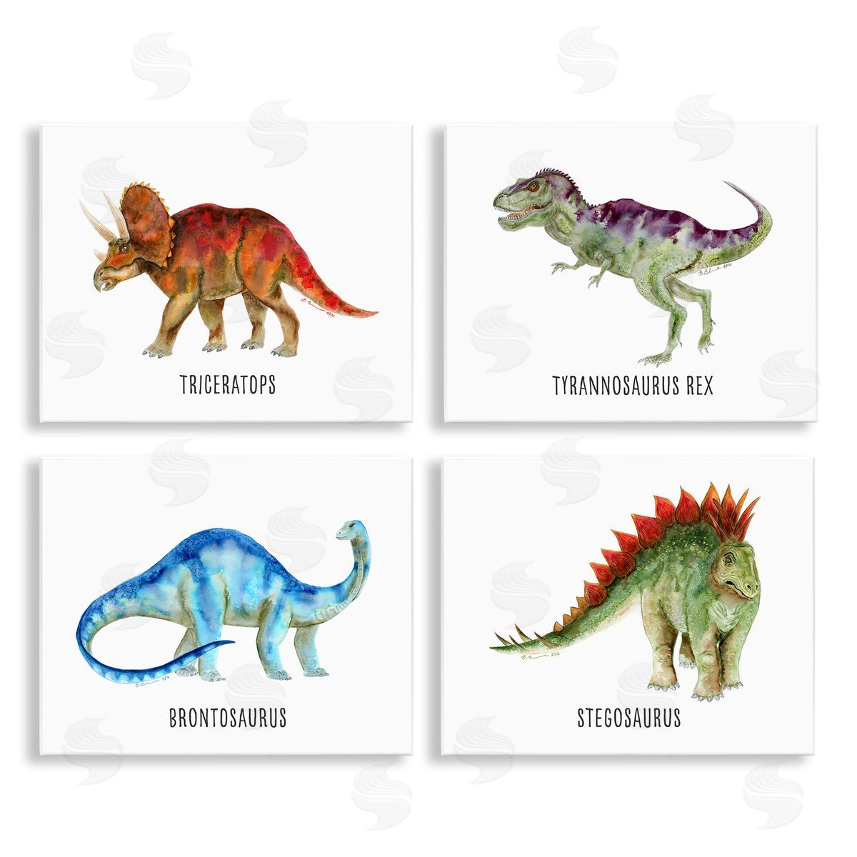 Educational Dinosaur Types Wood Plaque Wall Art, Home Decor by Brett Blumenthal