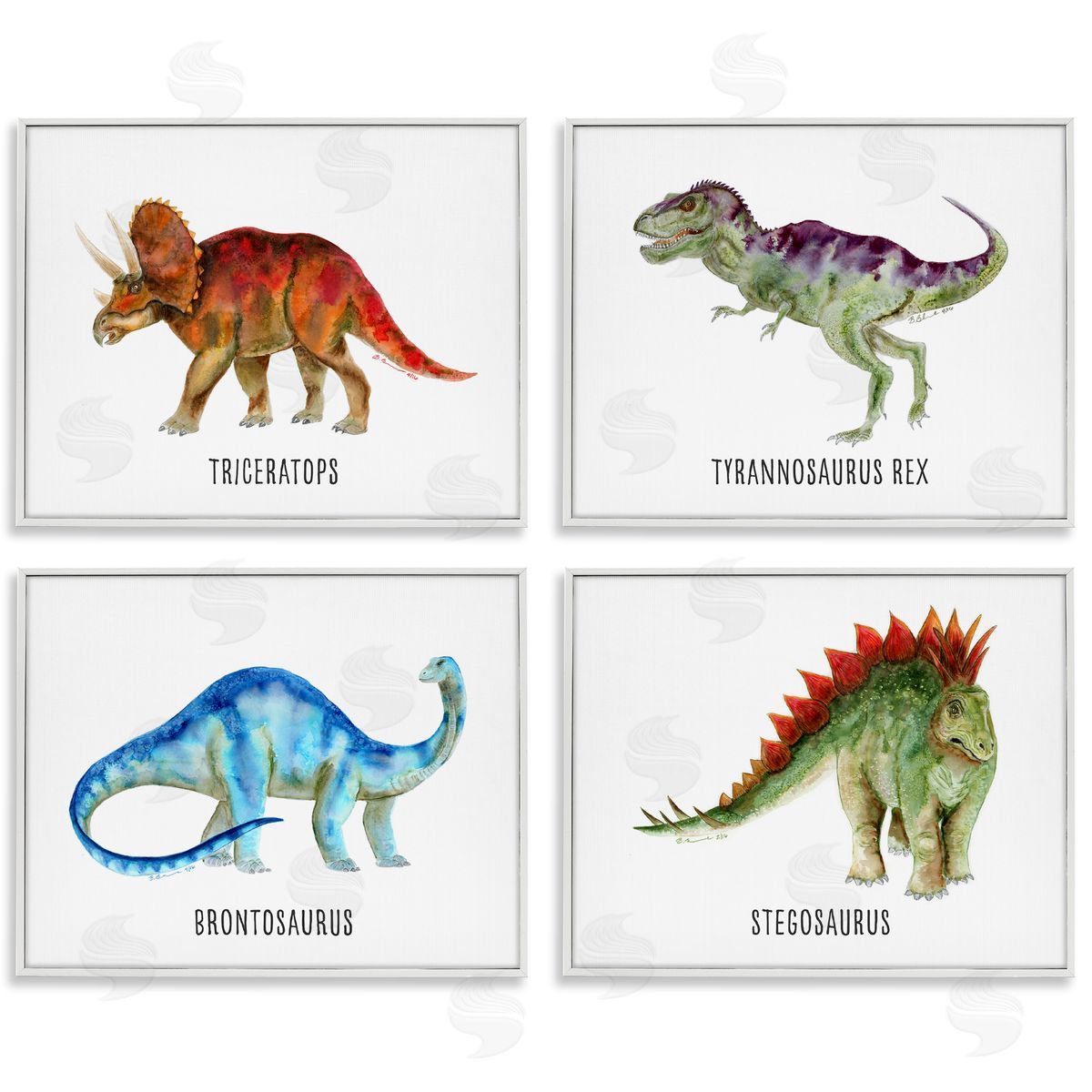 Educational Dinosaur Types White Frame Print Wall Art, Home Decor by Brett Blumenthal