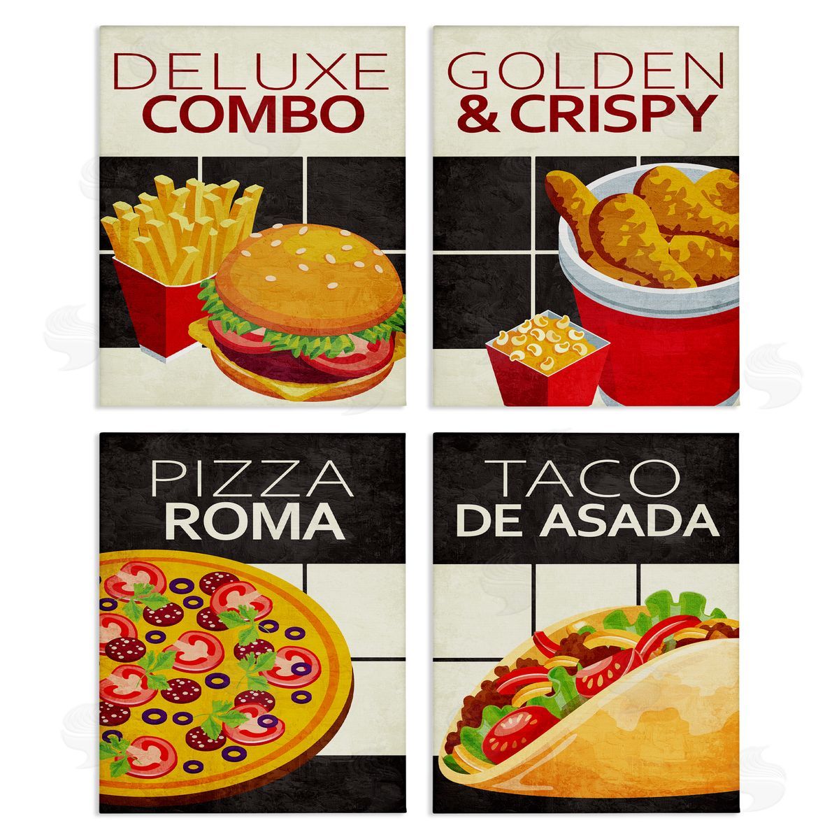 Fast Food American Cuisine Canvas Wall Art, Home Decor by Kim Allen