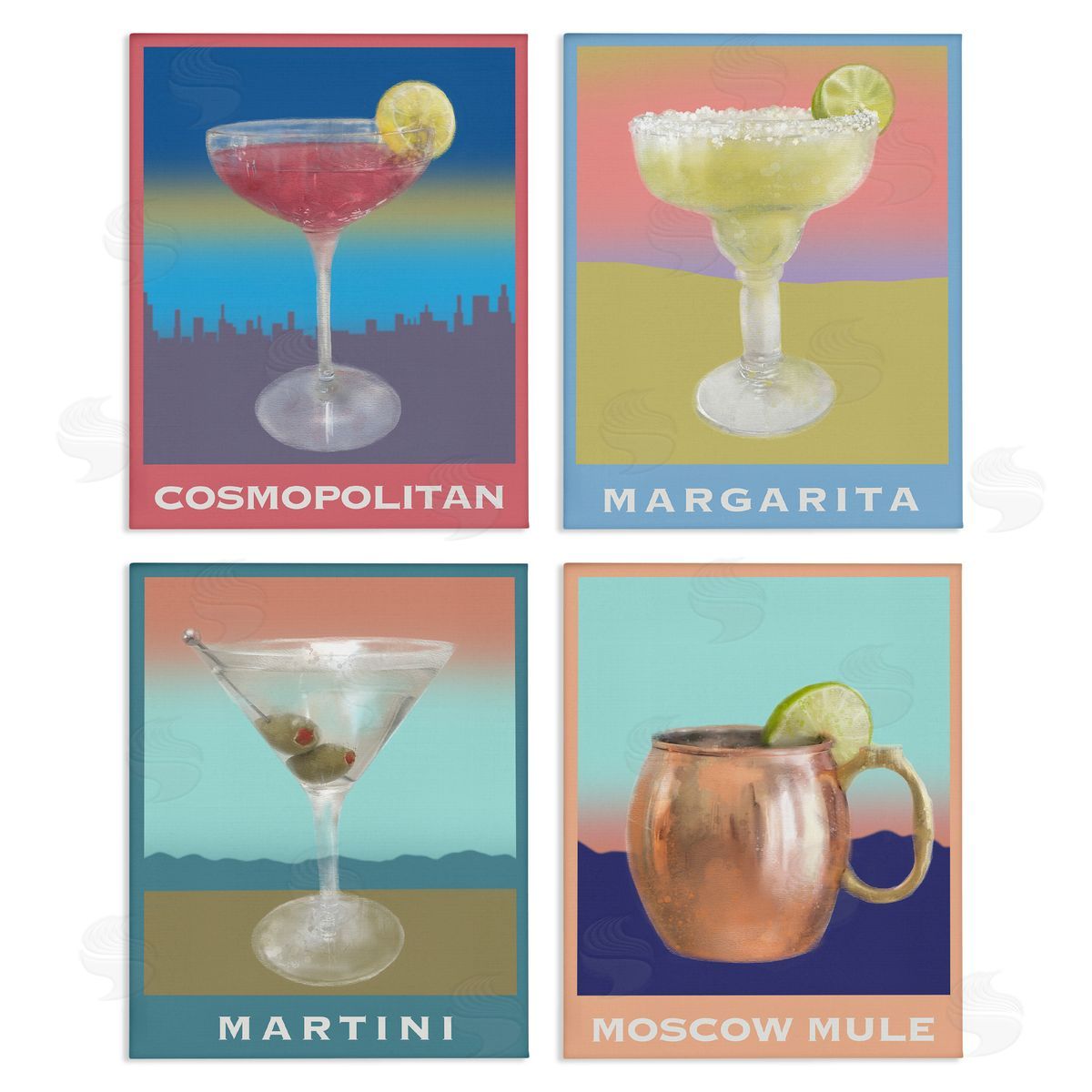 Cocktails over Muted Landscapes Canvas Wall Art, Home Decor by Matthew Piotrowicz