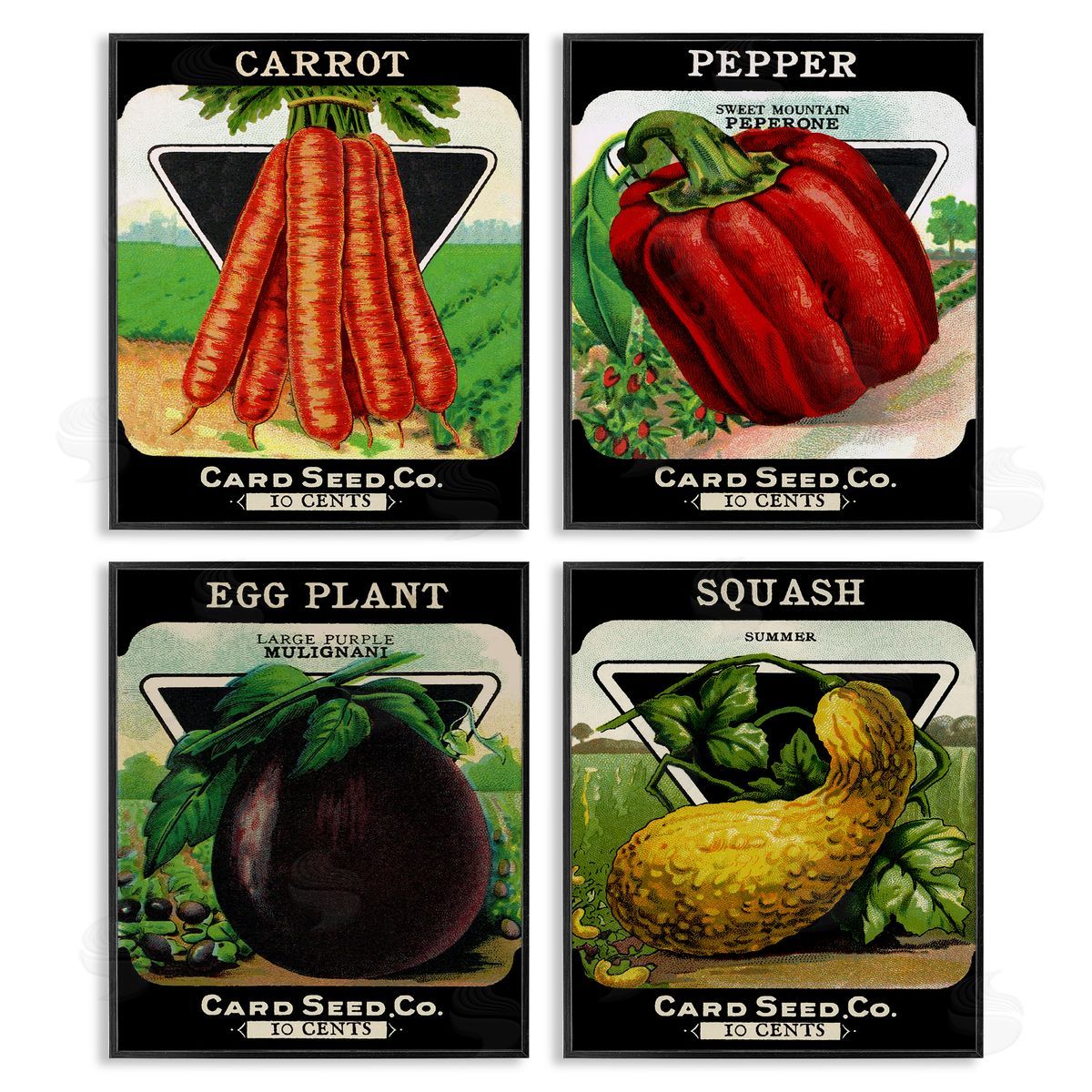 Vintage Farm Garden Vegetables Black Frame Print Wall Art, Home Decor by Stupell Studio