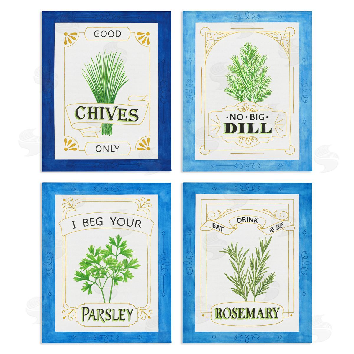 Lara Beeston Kitchen Herb Puns Canvas Wall Art Print