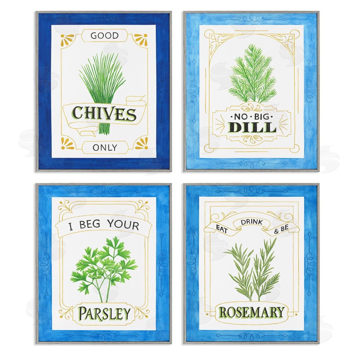 Lara Beeston Kitchen Herb Puns Canvas Wall Art Print