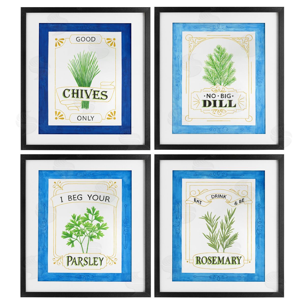 Lara Beeston Kitchen Herb Puns Canvas Wall Art Print