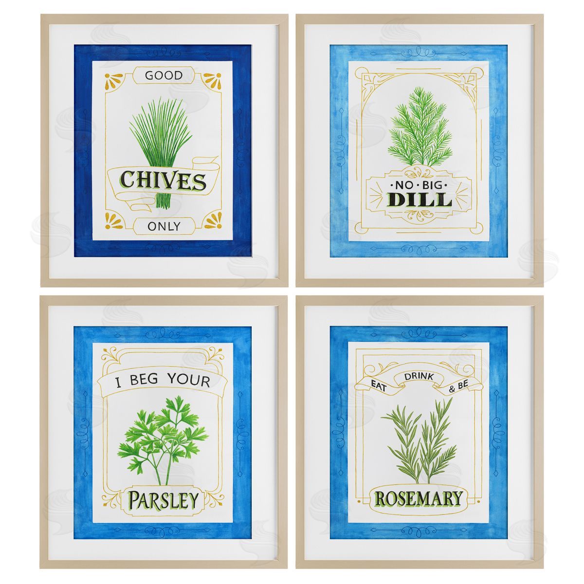 Lara Beeston Kitchen Herb Puns Canvas Wall Art Print