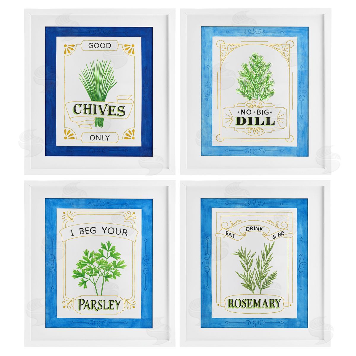Lara Beeston Kitchen Herb Puns Canvas Wall Art Print