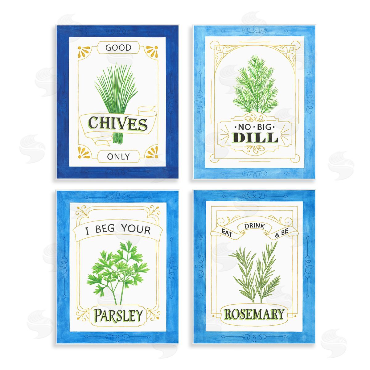Lara Beeston Kitchen Herb Puns Canvas Wall Art Print