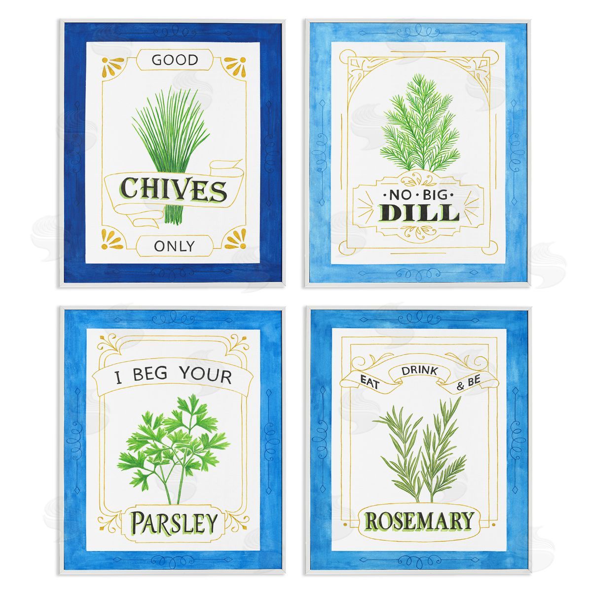 Lara Beeston Kitchen Herb Puns Canvas Wall Art Print