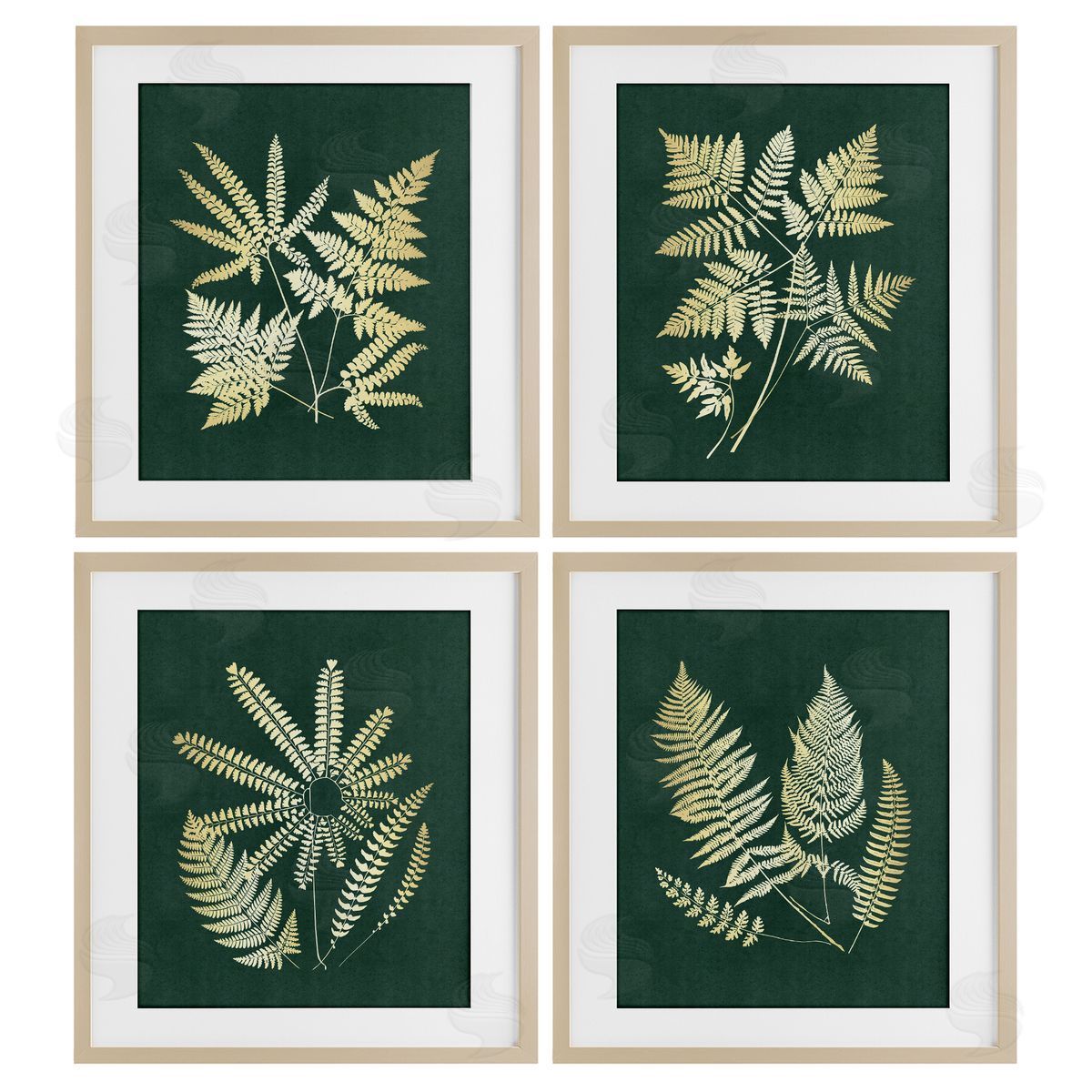 JJ Design House LLC Luminous Fern Leaves Canvas Wall Art Print
