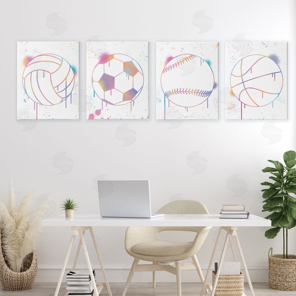 Marcus Prime Modern Graffiti Sports Balls Printed Wall Art Set in Room